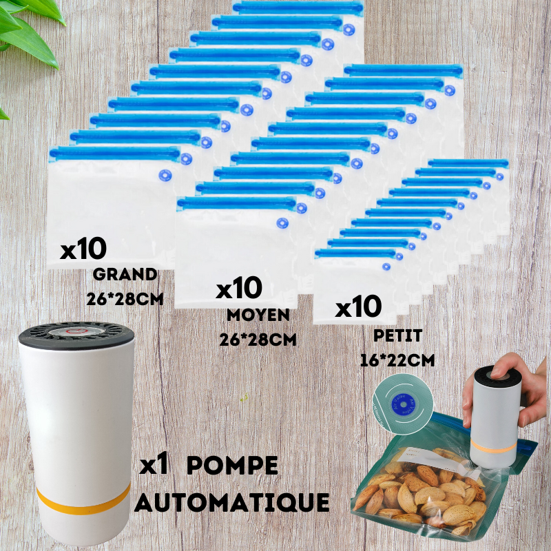 pompe automatique ensemble de sacs rutilisables de conservation alimentaire 9mwm7
