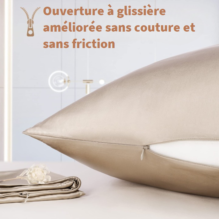 Taie d'oreiller 100% pure soie de mÃ»rier pour cheveux et peau