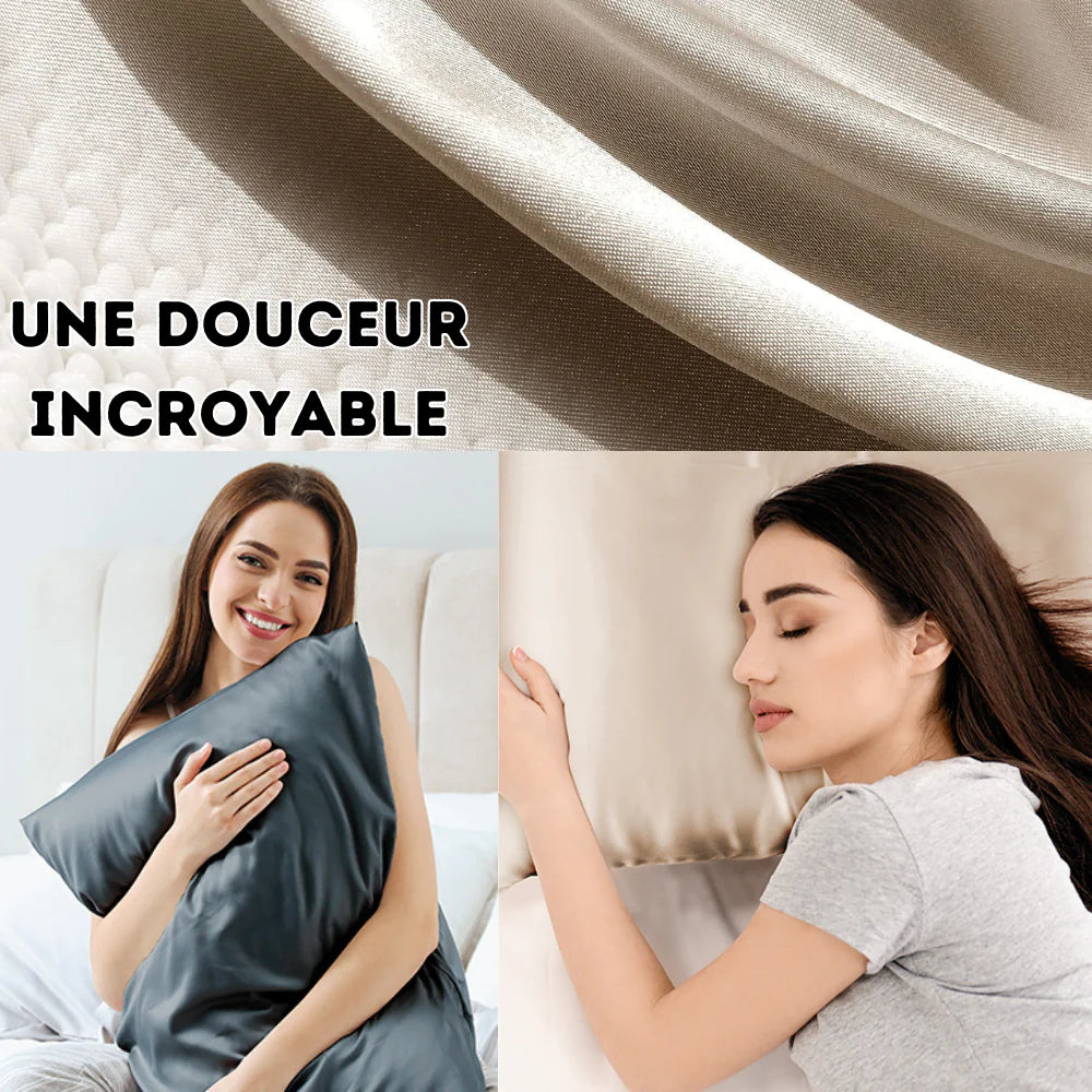Taie d'oreiller 100% pure soie de mÃ»rier pour cheveux et peau
