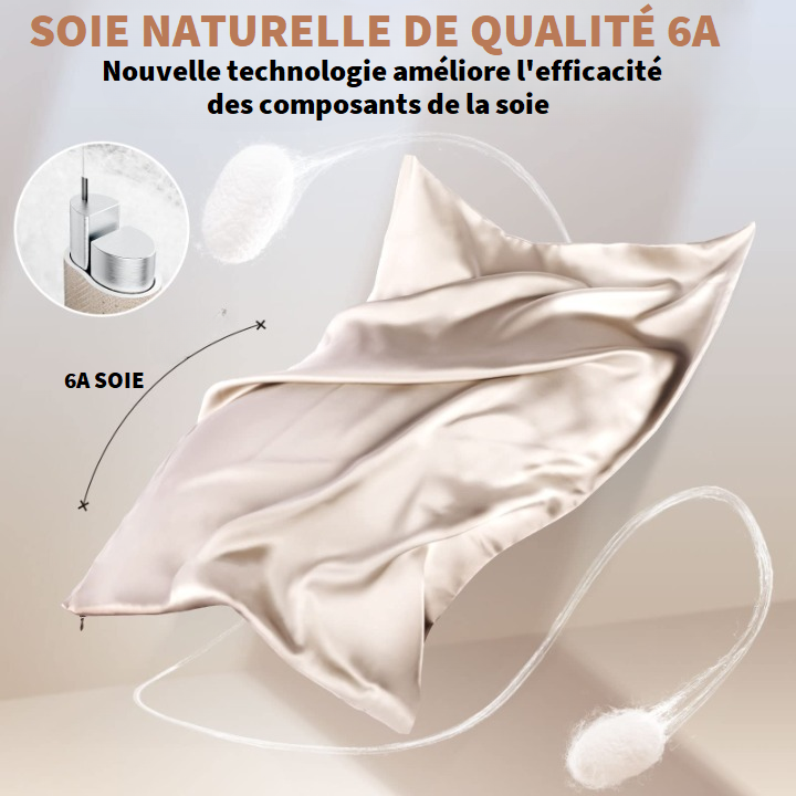 Taie d'oreiller 100% pure soie de mÃ»rier pour cheveux et peau