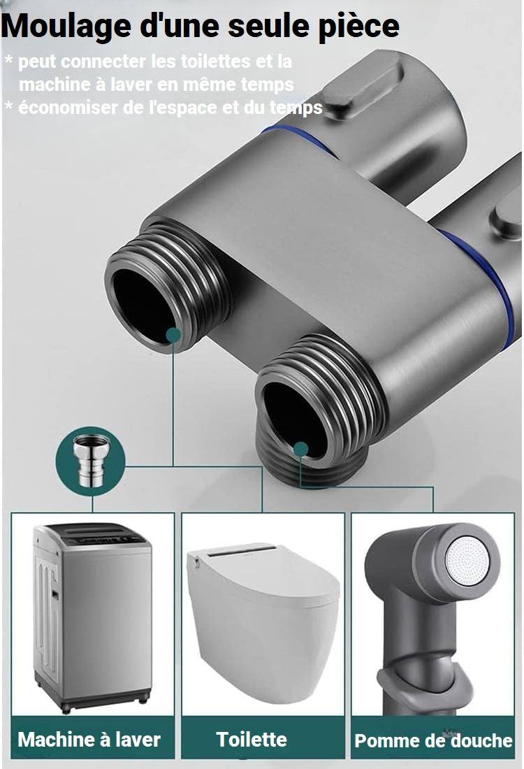 Valve De ContrÃ´le Double 1 EntrÃ©e 2 Sorties - PulvÃ©risateur De Bidet Ã€ Main Pour Toilettes En Acier Inoxydable