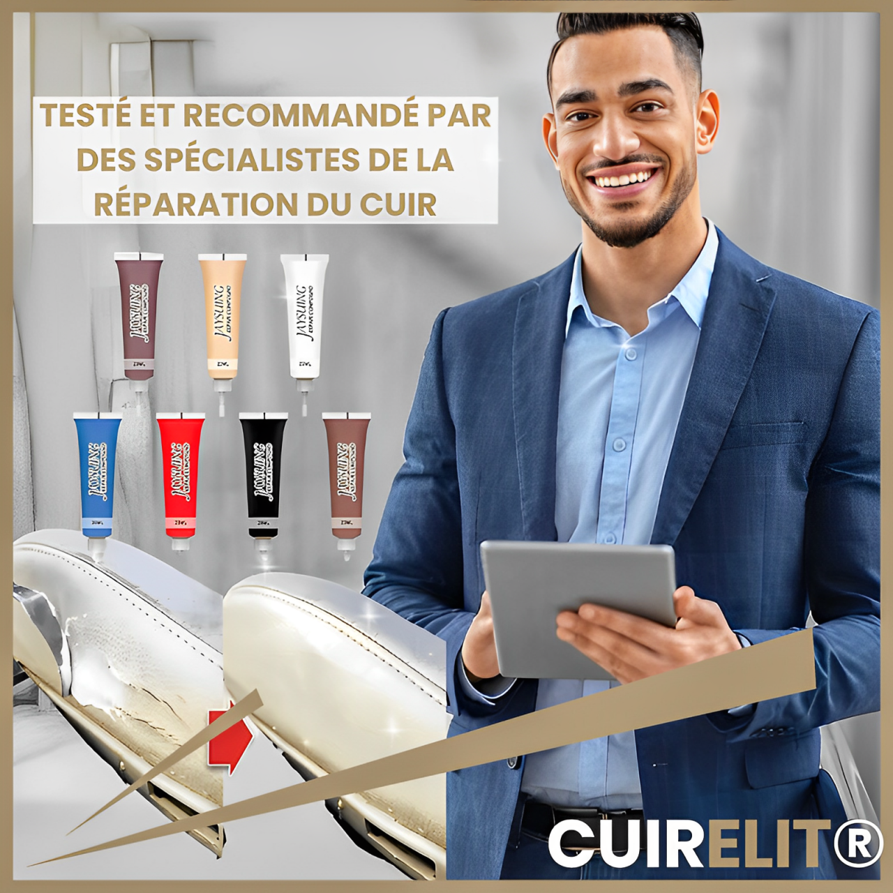 CUIRELIT: Restaurez Votre Cuir en 10 Minutes - Gel de Réparation Rapide et Efficace - Garantie d'Économies